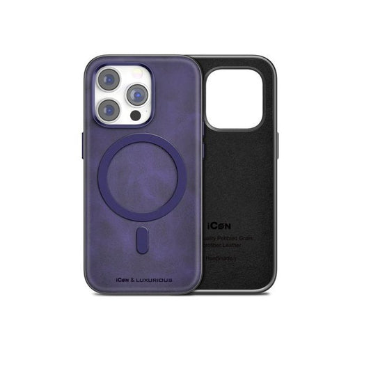 iPhone 15 Luxurious Leather Magsafe Case- Purple