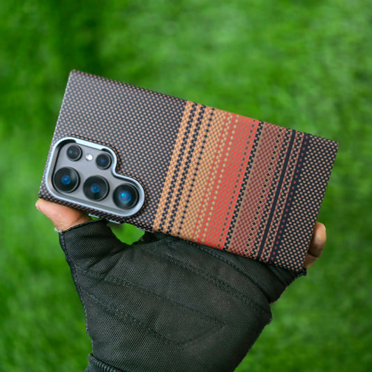 Samsung Galaxy S24 Ultra Tactile Sunset PC Thin Case Metal Camera with Magsafe Case