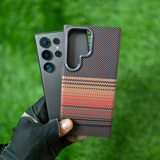 Samsung Galaxy S24 Ultra Tactile Sunset PC Thin Case Metal Camera with Magsafe Case