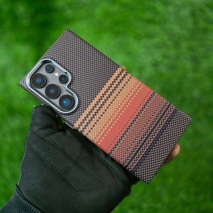 Samsung Galaxy S24 Ultra Tactile Sunset PC Thin Case Metal Camera with Magsafe Case