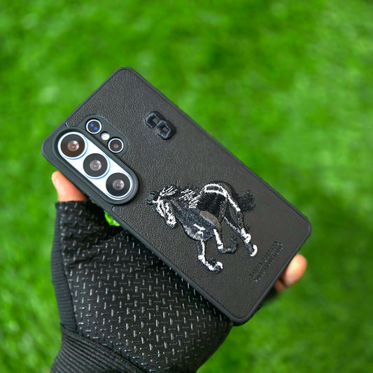 Samsung Galaxy S26 Ultra Boris Series 3D Horse Embroidery PU Leather Case