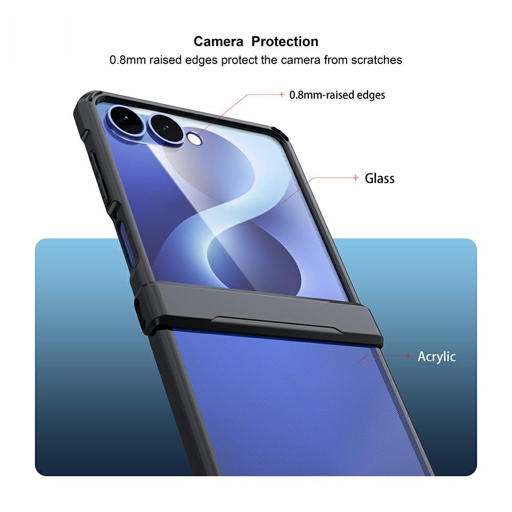 Samsung Z Flip8 XUNDD Beatle Series Airbag Shockproof Shell TPU & Acrylic Precise Cutouts Hinge Protective - Black