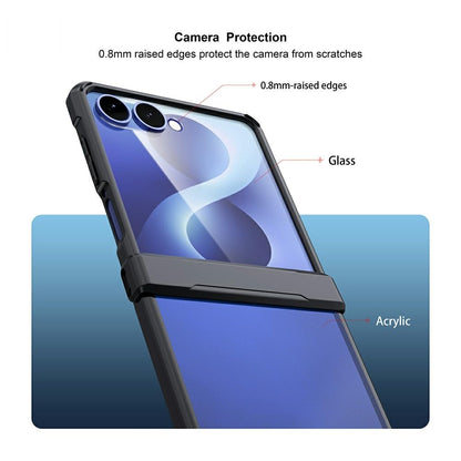 Samsung Z Flip8 XUNDD Beatle Series Airbag Shockproof Shell TPU & Acrylic Precise Cutouts Hinge Protective - Black