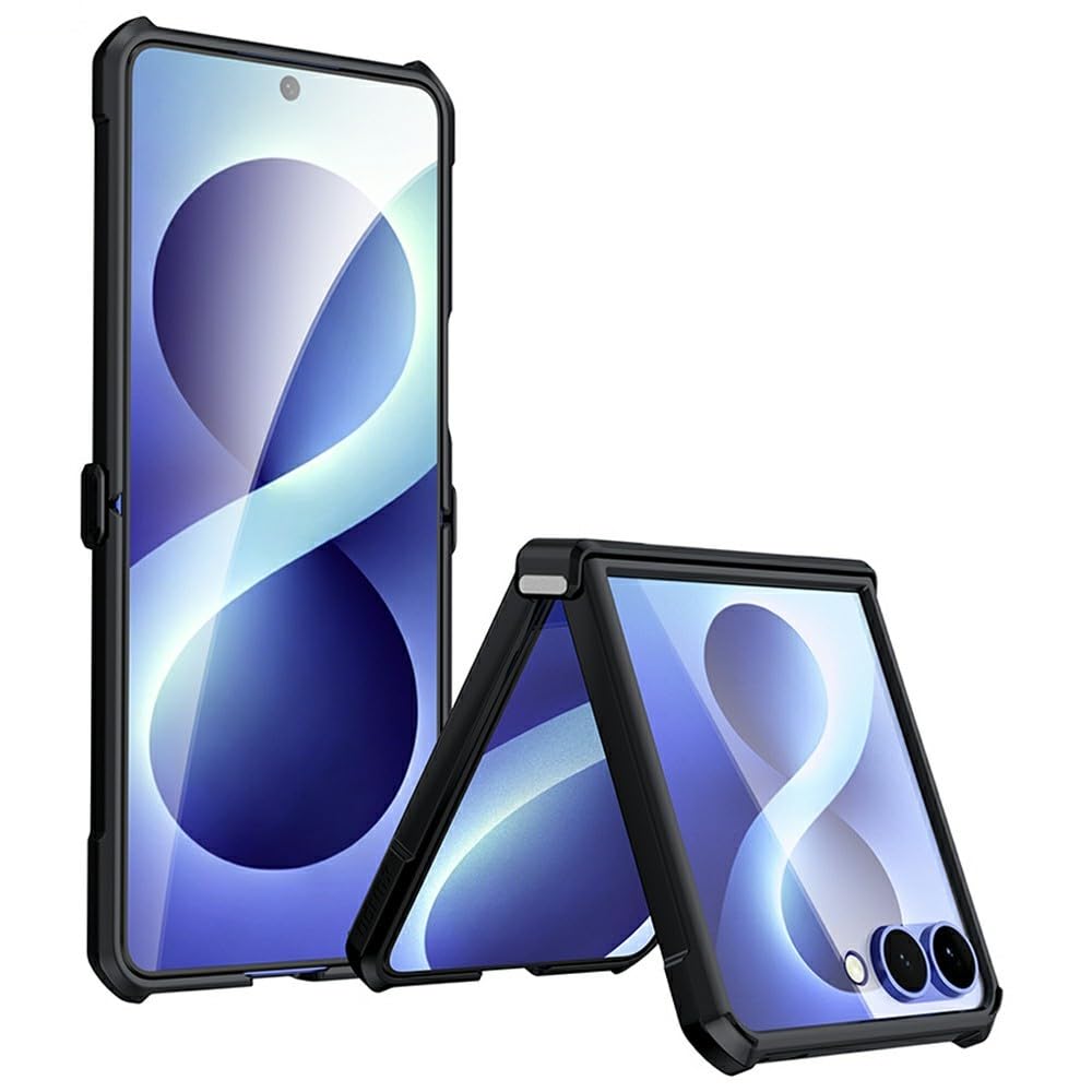 Samsung Z Flip8 XUNDD Beatle Series Airbag Shockproof Shell TPU & Acrylic Precise Cutouts Hinge Protective - Black