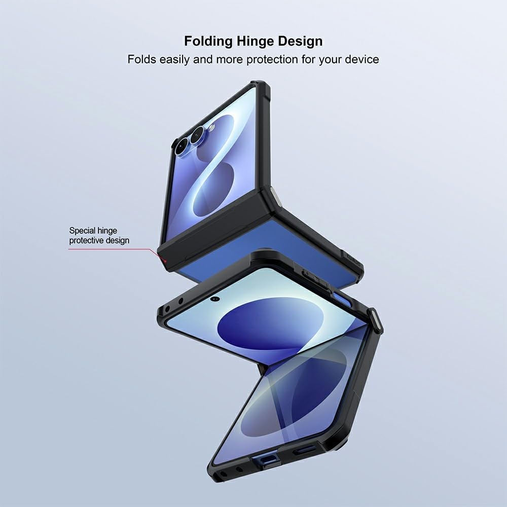 Samsung Z Flip8 XUNDD Beatle Series Airbag Shockproof Shell TPU & Acrylic Precise Cutouts Hinge Protective - Black
