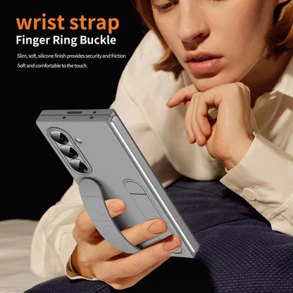 Samsung Z Fold8 Ultra Skin Feel Silicon Case with Kickstand & Band in Built Front Glass - Grey