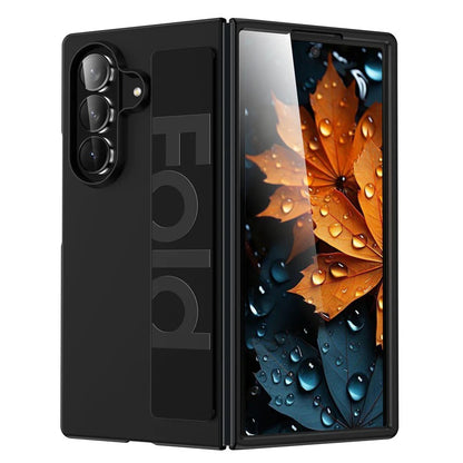 Samsung Galaxy Z Fold7 Band Case, Hard PC Matte Texture With Silicon Strap Back Cover - Black
