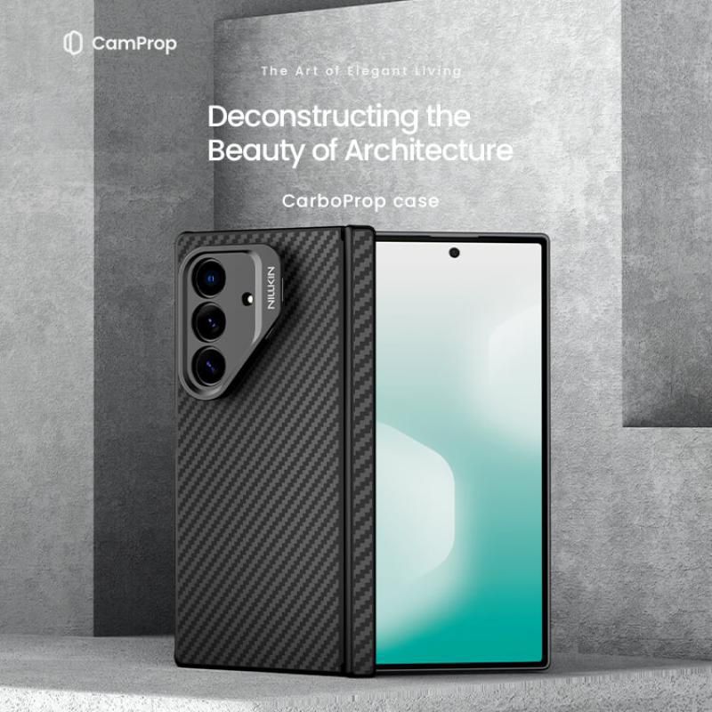 Samsung Galaxy Z Fold7 Nillkin Case, Carbon Aramid Fiber+TPU with Metal Camera Protection & Kickstand Magsafe