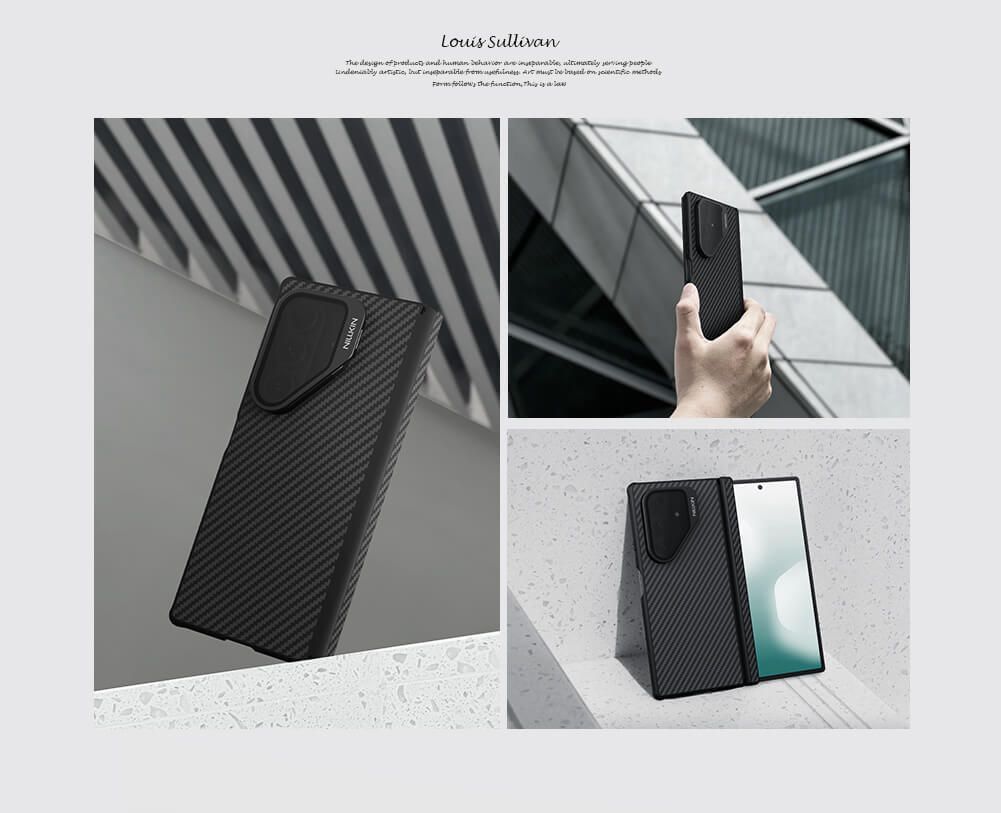 Samsung Galaxy Z Fold7 Nillkin Case, Carbon Aramid Fiber+TPU with Metal Camera Stand Magsafe - Black