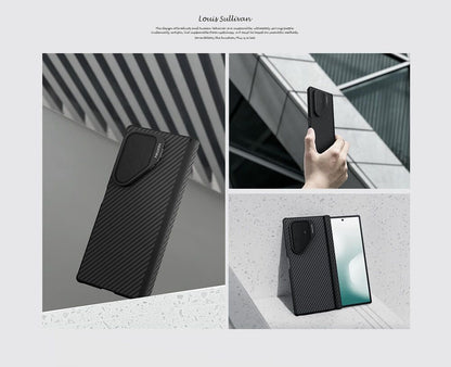 Samsung Galaxy Z Fold7 Nillkin Case, Carbon Aramid Fiber+TPU with Metal Camera Stand Magsafe - Black