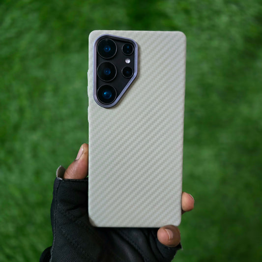 Samsung Galaxy S24 Ultra Carbon Fiber Case with Metal Camera with Magsafe Case - Titanium