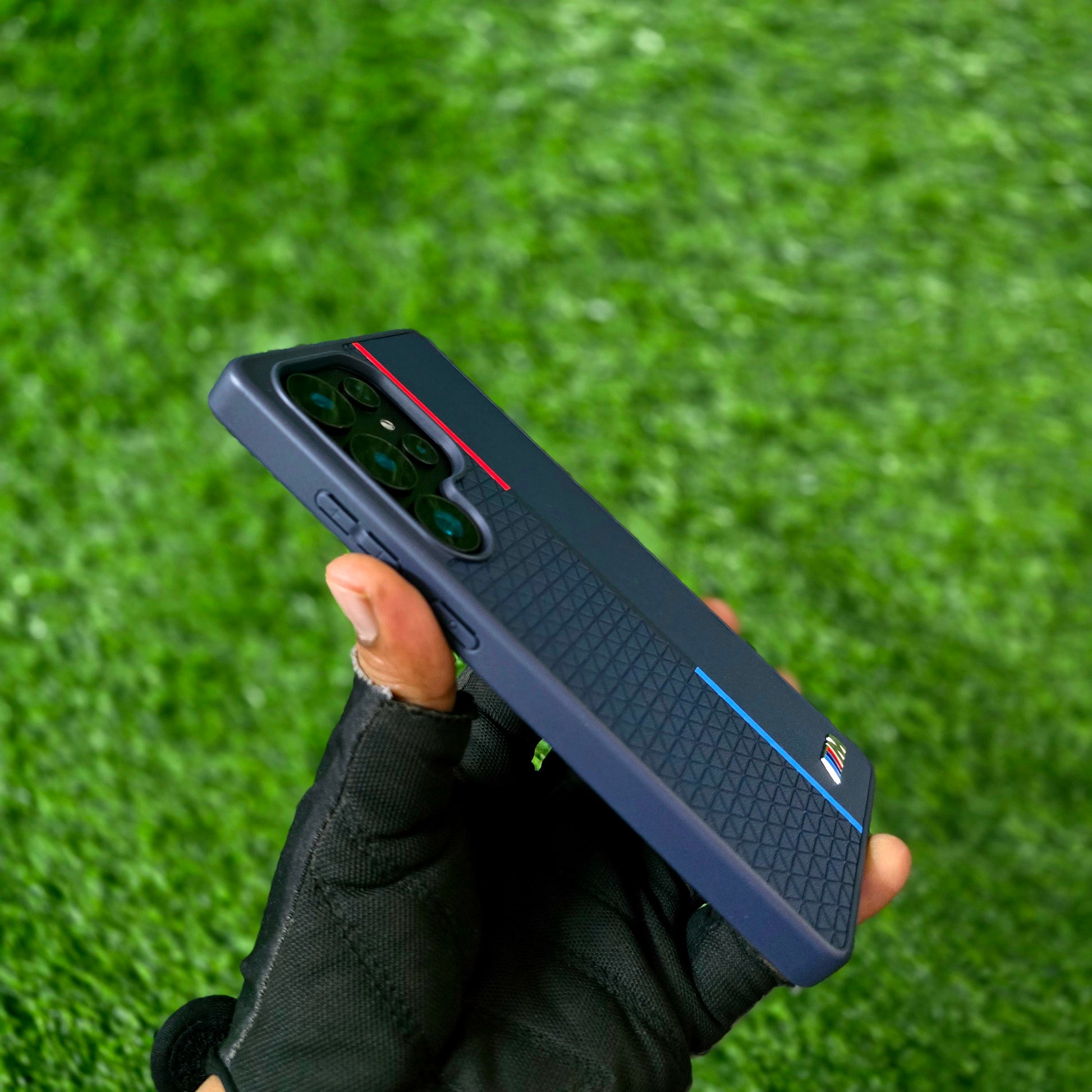 Samsung Galaxy S25 Ultra Leather Case, BMW M Sport Logo Dual Shade - Blue