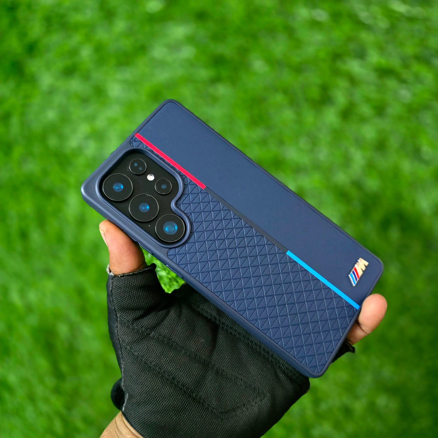 Samsung Galaxy S25 Ultra Leather Case, BMW M Sport Logo Dual Shade - Blue