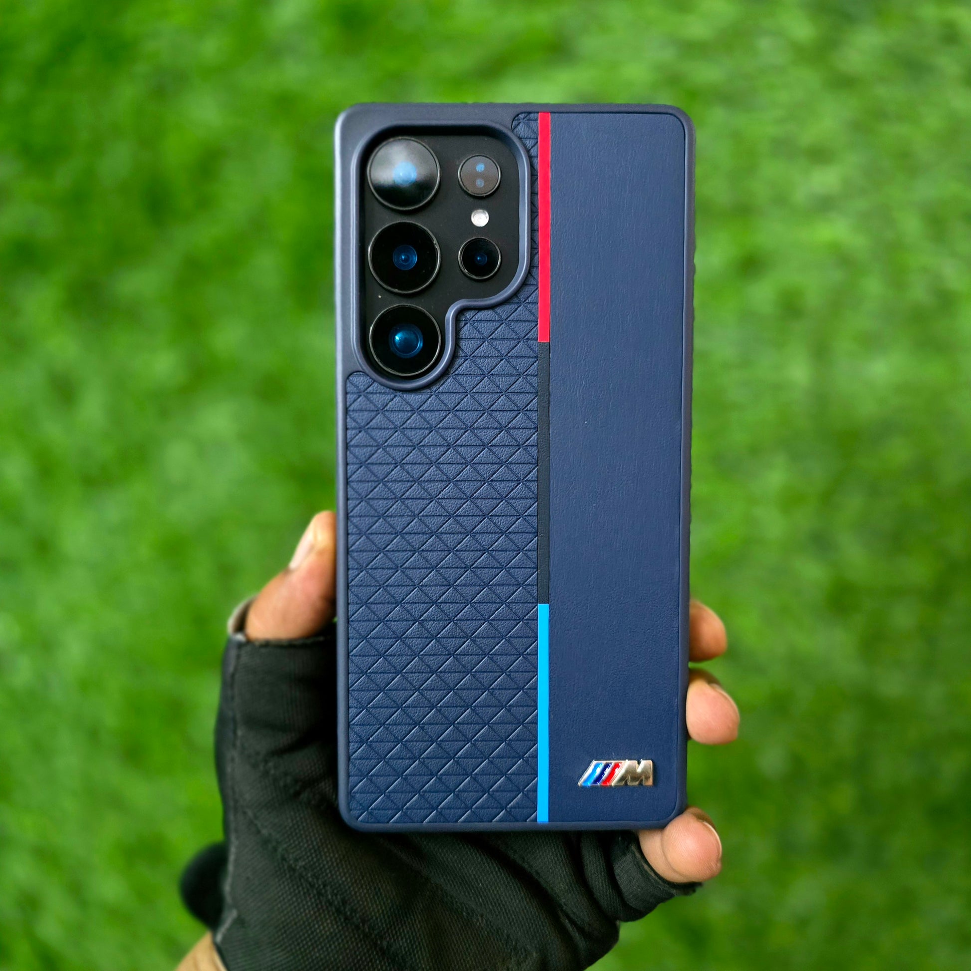 Samsung Galaxy S25 Ultra Leather Case, BMW M Sport Logo Dual Shade - Blue