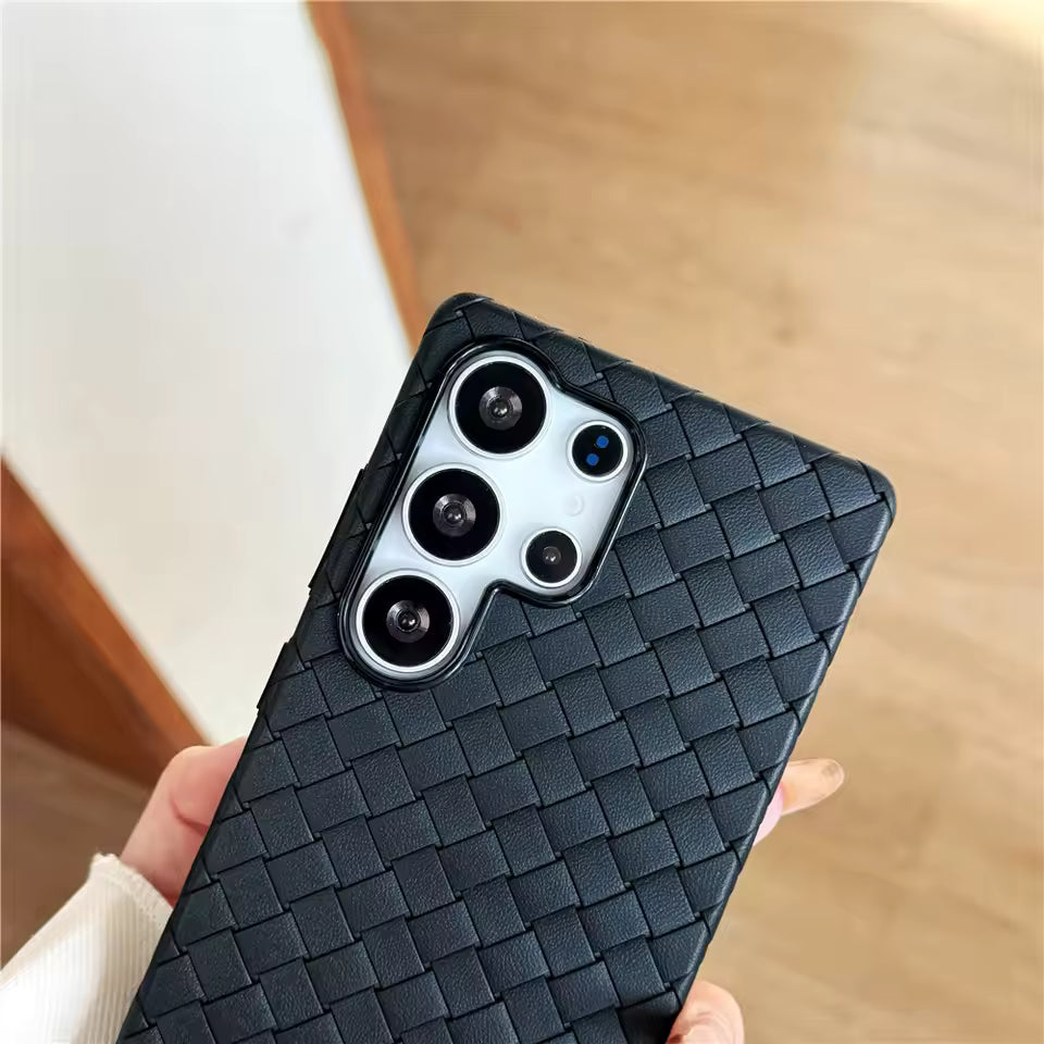 Samsung Galaxy S25 Ultra Weaving Braided Textured Breathable Case - Black