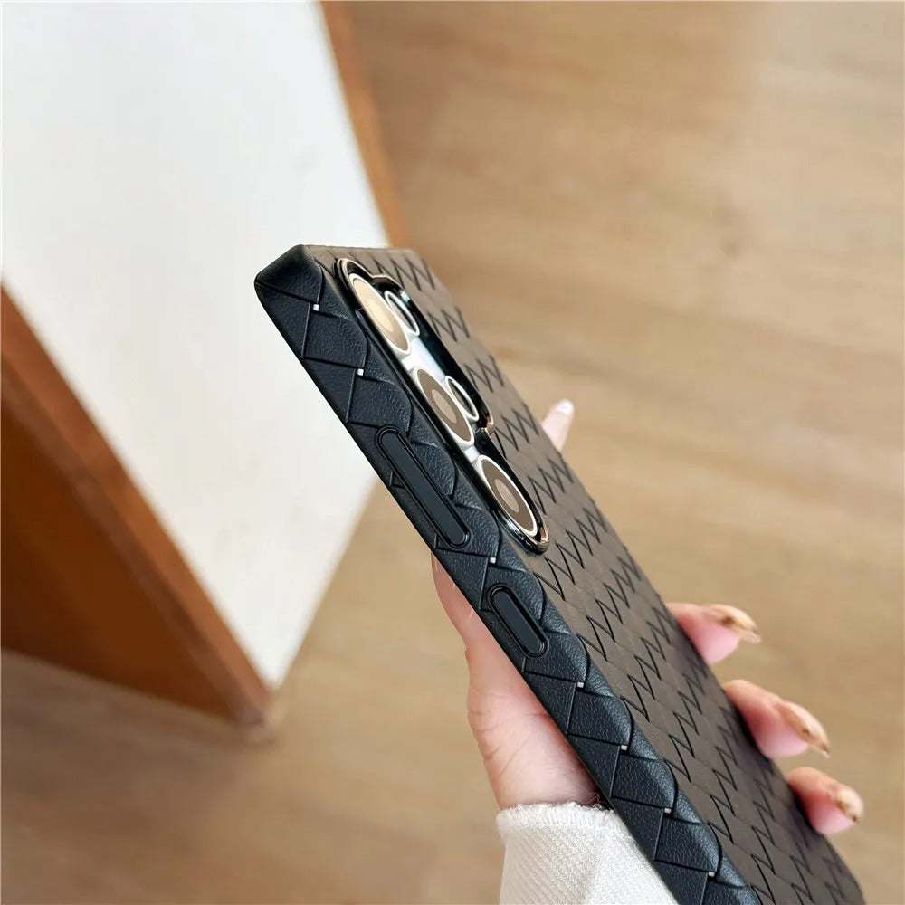 Samsung Galaxy S25 Ultra Weaving Braided Textured Breathable Case - Black