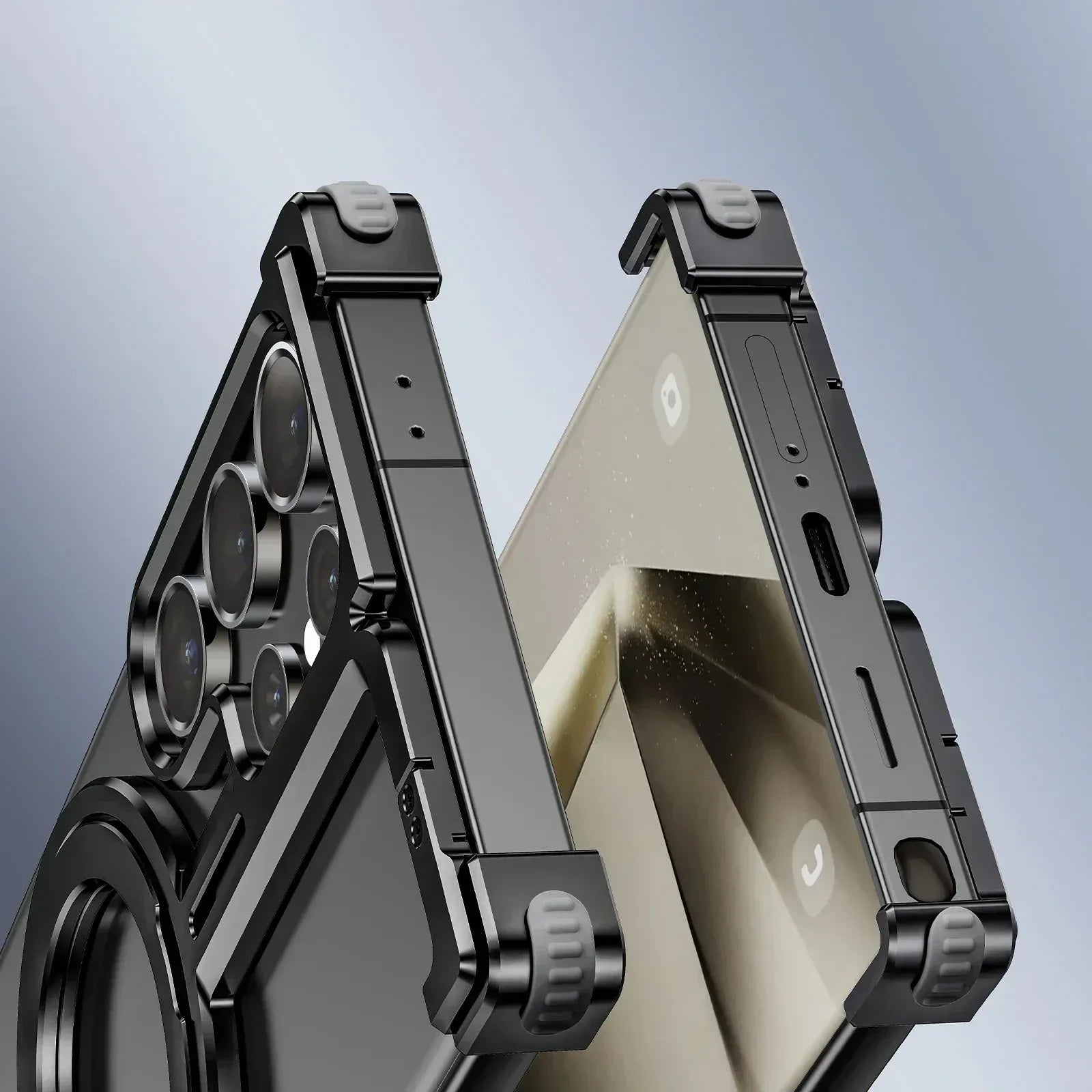 Samsung Galaxy S26 Ultra Metal Bumper Cover, T Shape with 360° Rotatable Kickstand & Magsafe - Black