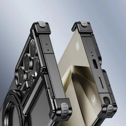Samsung Galaxy S26 Ultra Metal Bumper Cover, T Shape with 360° Rotatable Kickstand & Magsafe - Black