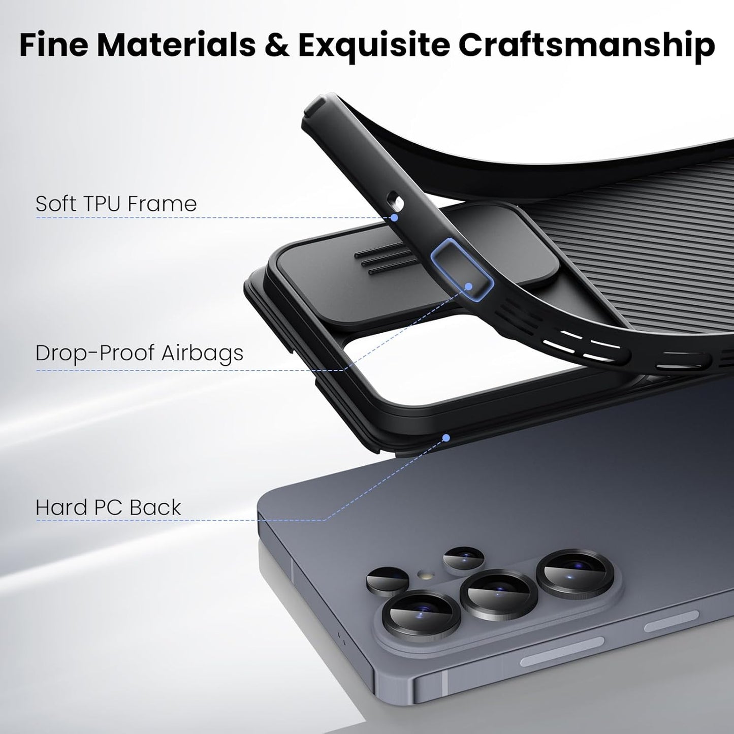 Samsung Galaxy S26 Ultra Nillkin Cover, CamShield Pro Slider Camera Close & Open Double Layered Protection TPU + PC - Black