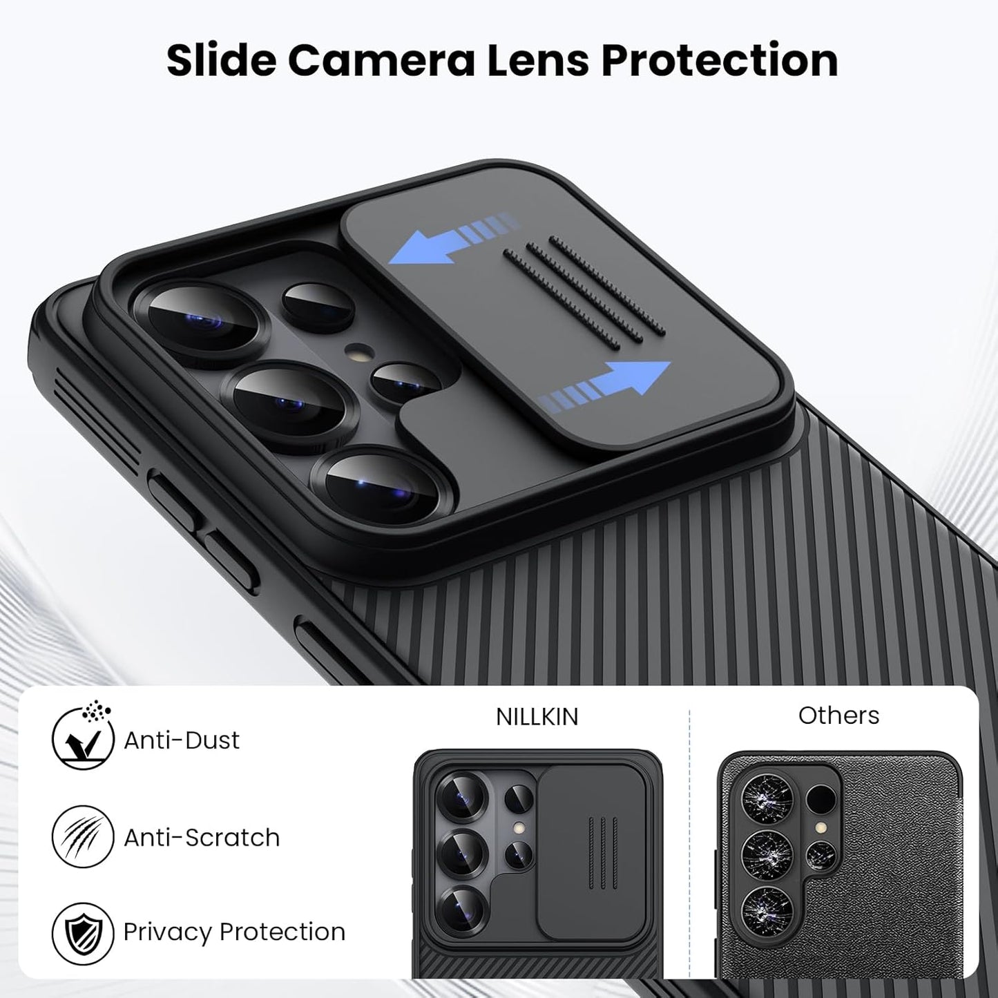 Samsung Galaxy S26 Ultra Nillkin Cover, CamShield Pro Slider Camera Close & Open Double Layered Protection TPU + PC - Black