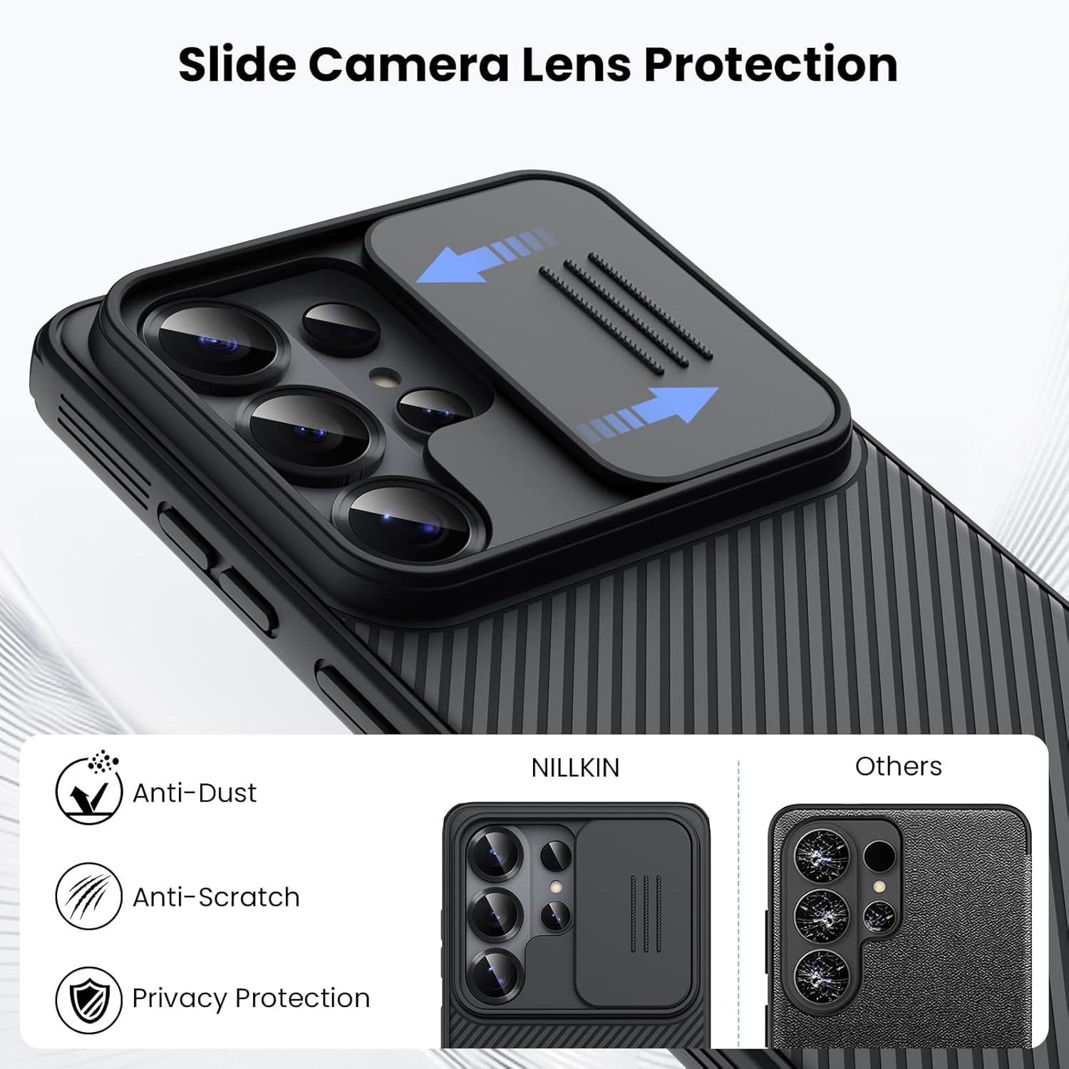 Samsung Galaxy S26 Ultra Nillkin Cover, CamShield Pro Slider Camera Close & Open Double Layered Protection TPU + PC - Black