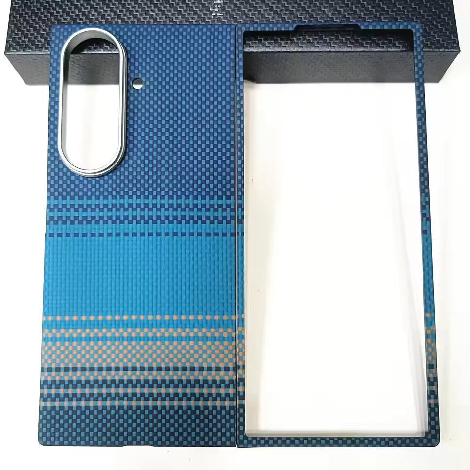 Samsung Galaxy Z Fold7 Carbon Case, 0.6mm Thin Carbon Fiber Kevlar Case - Blue