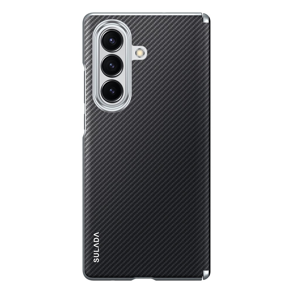 Samsung Galaxy Z Fold7 SULADA Carbon Fiber Case Magnetic Hinge Protection Leather Carbon Cover with Magsafe - Black