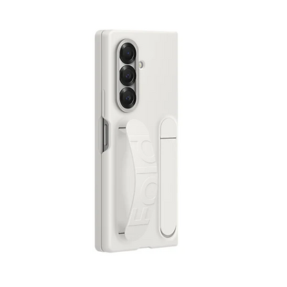 Samsung Galaxy Z Fold7 Skin Feel Silicon Case with Kickstand & Band in Built Front Glass - White