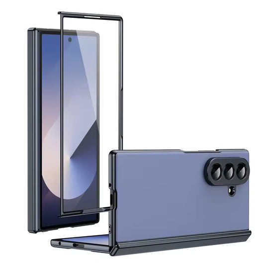Samsung Galaxy Z Fold7 Skin Feel Electroplating Matte Finish with Hinge Protection & Front Glass - Blue