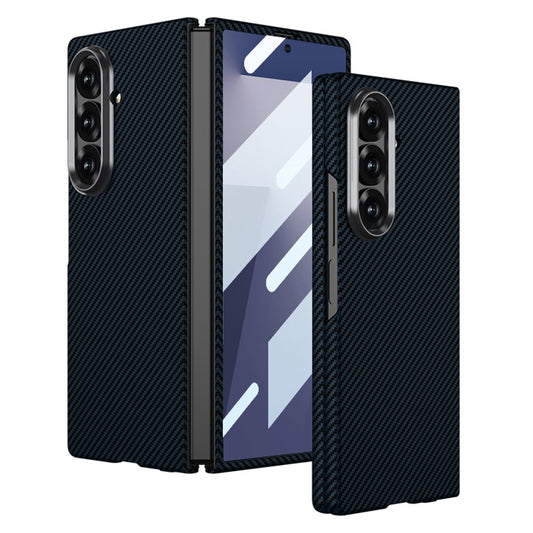 Samsung Galaxy Fold7 Gkk Super Slim Carbon Fiber Case with Inbuilt Front Glass - Blue