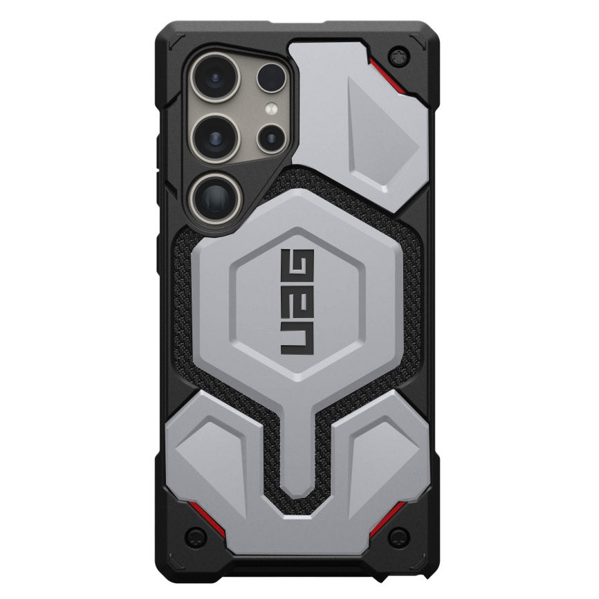 Samsung Galaxy S24 Ultra Monarch Pro Kevlar Series Rugged Armor UAG Case with Magsafe - Silver