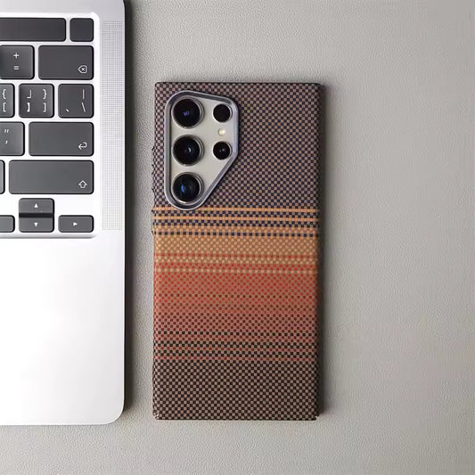 Samsung Galaxy S25 Ultra Carbon Case, Tactile Sunset PC Thin Case Metal Camera with Magsafe Case