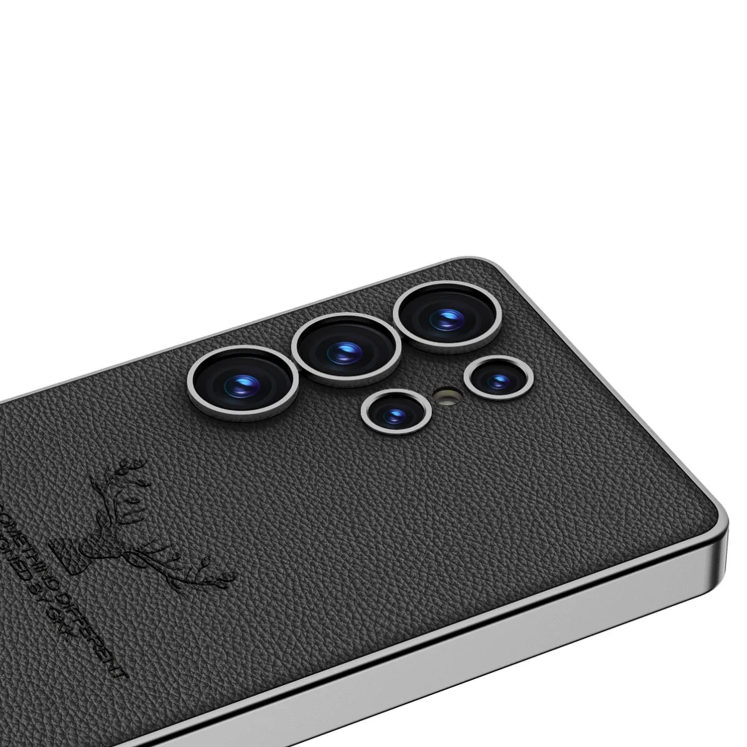 Samsung Galaxy S25 Ultra Deer Leather Case, Premium Designer Case Regal Stag Deer Electroplated Leather Case