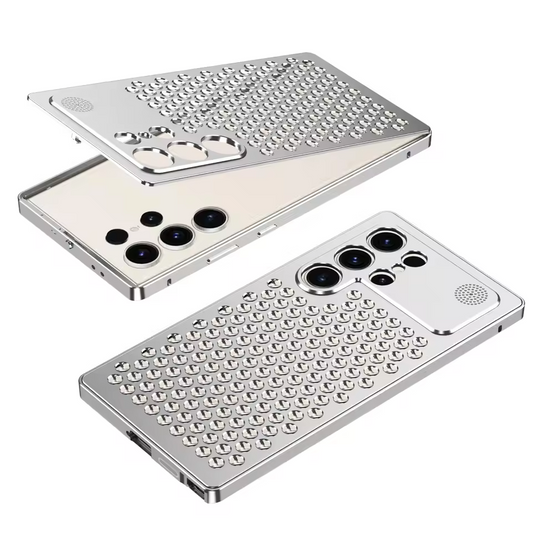 Samsung Galaxy S25 Ultra Metal Case, Aluminum Alloy Anti-Fall Heat Dissipation Case with Safety Lock - Silver