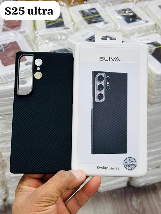 Samsung Galaxy S25 Ultra SLIVA Carbon Case, Real Aramid Fiber Thin Case - Black