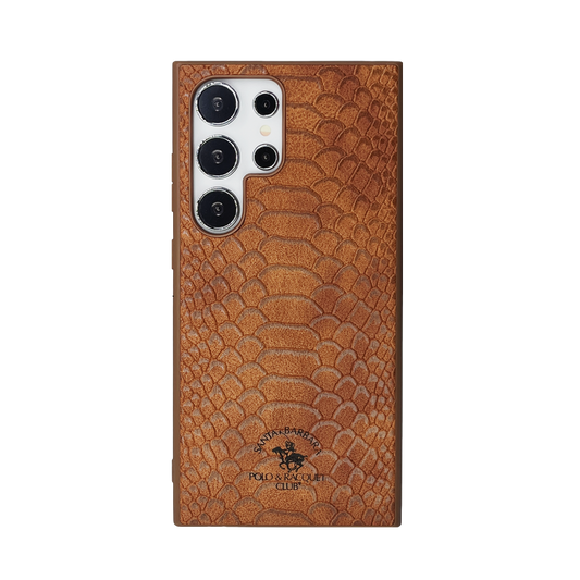 Samsung Galaxy S25 Ultra Santa Barbara Polo Racquet Club Knight Series Leather Case - Brown