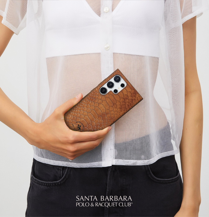 Samsung Galaxy S25 Ultra Santa Barbara Polo Racquet Club Knight Series Leather Case - Brown