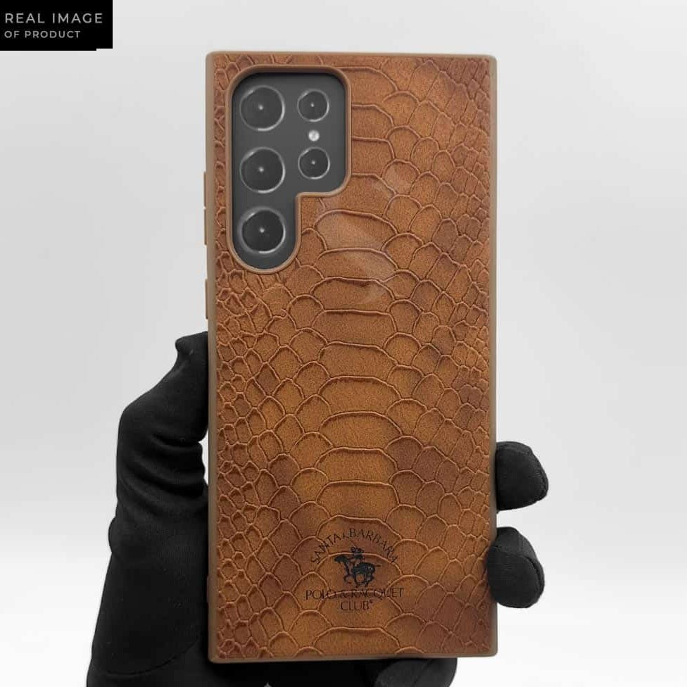 Samsung Galaxy S25 Ultra Santa Barbara Polo Racquet Club Knight Series Leather Case - Brown