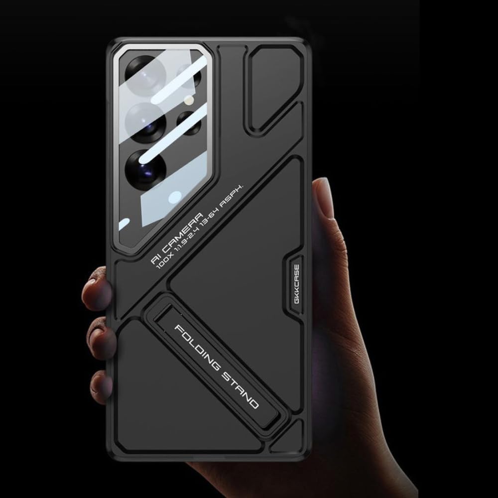Samsung Galaxy S25 Ultra Stand Case, Hard PC Ultra Slim Built-in Camera Glass Protector Kickstand Case