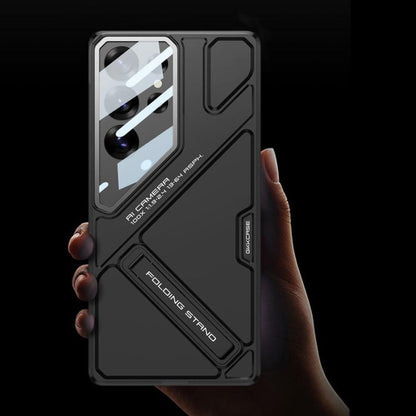 Samsung Galaxy S25 Ultra Stand Case, Hard PC Ultra Slim Built-in Camera Glass Protector Kickstand Case