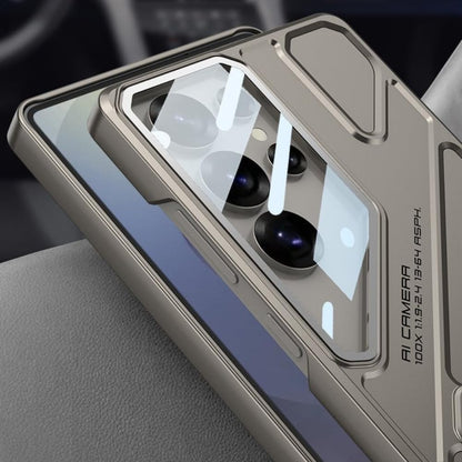 Samsung Galaxy S25 Ultra Stand Case, Hard PC Ultra Slim Built-in Camera Glass Protector Kickstand Case