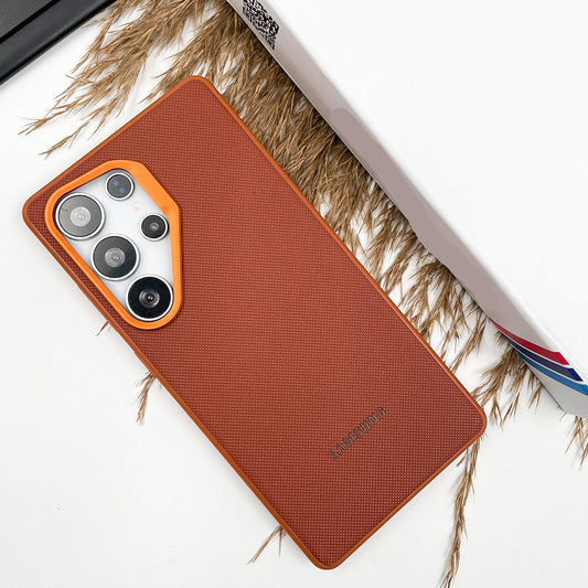 Samsung Galaxy S26 Ultra Signature Luxury Doted Vegan Leather Case - Brown