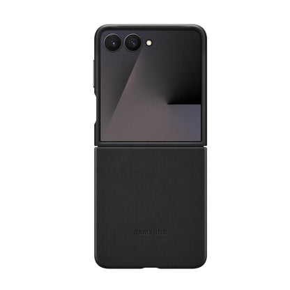 Samsung Galaxy Z Flip7 Leather Case, Slim Soft Inside - Black
