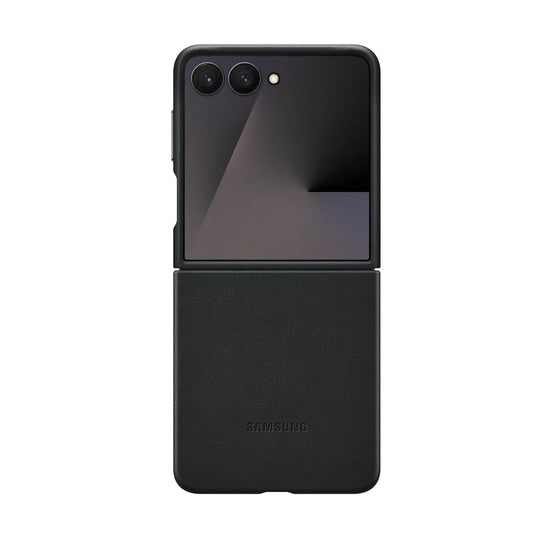 Samsung Galaxy Z Flip7 Leather Case, Slim Soft Inside - Black
