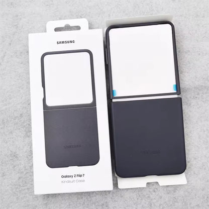 Samsung Galaxy Z Flip7 Leather Case, Slim Soft Inside - Dark Grey