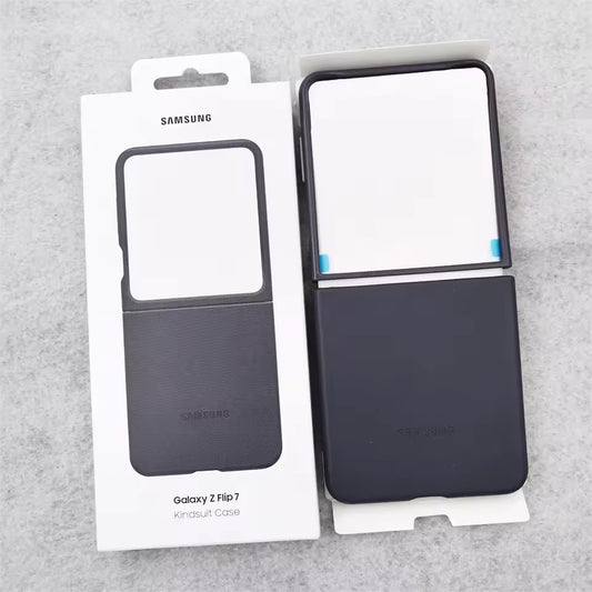 Samsung Galaxy Z Flip7 Leather Case, Slim Soft Inside - Dark Grey