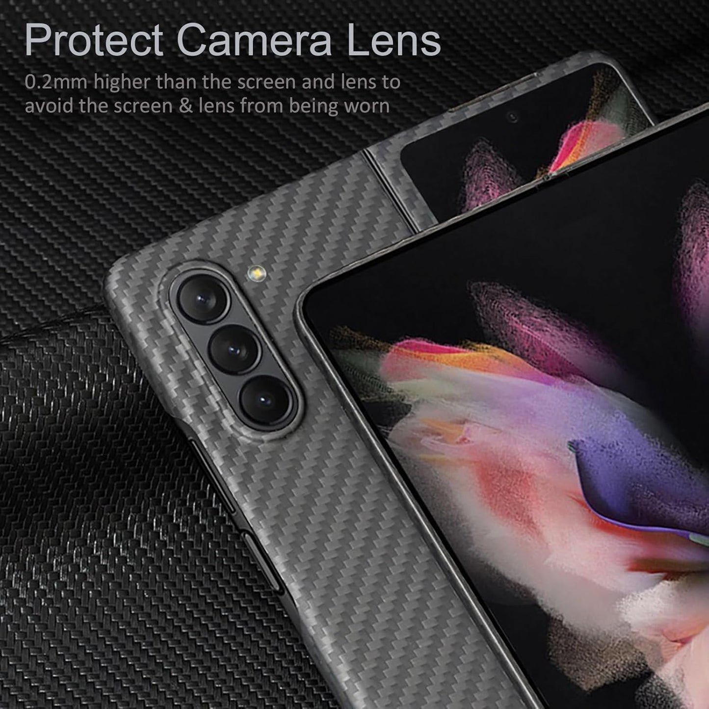 Samsung Galaxy Z Fold5 Carbon Case, 0.6mm Super Slim Carbon Texture Carbon Fiber