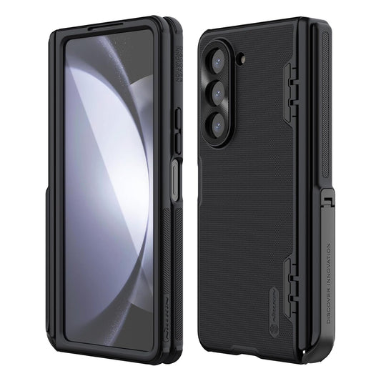 Samsung Galaxy Z Fold5 Nillkin Case,  Hinge Protection, Hidden Kickstand & Metal Camera Lens Protector - Black