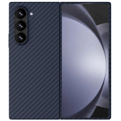 Samsung Galaxy Z Fold6 Carbon Case, 0.8mm Ultra Thin Carbon Fiber Kevlar 1500D Case with Magsafe & Front Glass - Blue