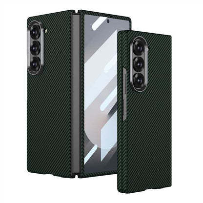 Samsung Galaxy Z Fold6 GKK Carbon Fiber Case, Ultra Thin Metal Camera Ring - Green